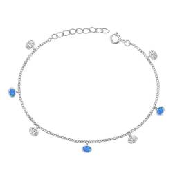 Joyara Sterling Silber Zirkonia & Blau Opal Glieder Armband LTDSBBC510568-CB von Joyara