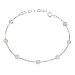 Joyara Sterling Silber Zirkonia & Weiß Opal Glieder Armband LTDSBBC510561-CW von Joyara