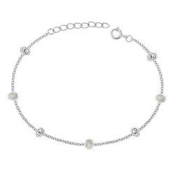 Joyara Sterling Silber Zirkonia & Weiß Opal Glieder Armband von Joyara