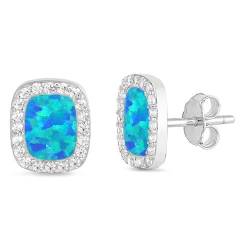 Ohrringe aus Sterlingsilber mit blauem Opal und Zirkonia (KEOEL450498-BO) von Joyara