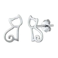 Sterling Silber 925 Katz Ohrstecker Ohrringe Ohrringe LTDELEP441745 von Joyara