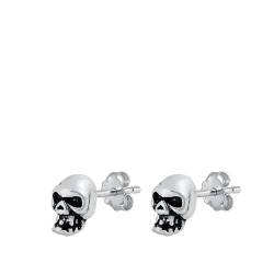 Sterling Silber 925 Totenkopf Ohrstecker Ohrringe LTDELEP441306 von Joyara