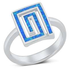 Sterling Silber Blau Opal Aztec Ring LTDONRO150859-BO50 von Joyara