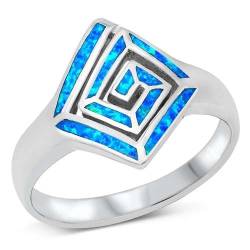 Sterling Silber Blau Opal Aztec Ring LTDONRO150873-BO70 von Joyara