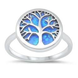 Sterling Silber Blau Opal Baum des Lebens Ring LTDONRO150699-BO40 von Joyara