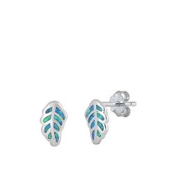 Sterling Silber Blau Opal Blatt Ohrringe. (KEOEL451146-BO) von Joyara