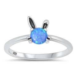 Sterling Silber Blau Opal Bunny Rabbit Ring LTDONRS131478-BO70 von Joyara