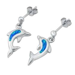 Sterling Silber Blau Opal Delphin Ohrringe (KEOEL451008-BO) von Joyara