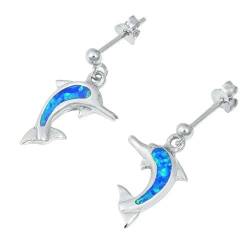 Sterling Silber Blau Opal Delphin Ohrringe.(KEOEL451007-BO) von Joyara