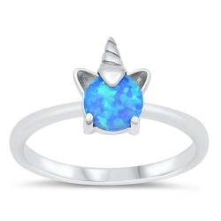 Sterling Silber Blau Opal Einhorn Ring LTDONRO150911-BO80 von Joyara