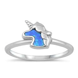 Sterling Silber Blau Opal Einhorn Ring LTDONRO150959-BO50 von Joyara