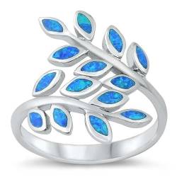 Sterling Silber Blau Opal Farn Blätter Ring LTDONRO150818-BO90 von Joyara