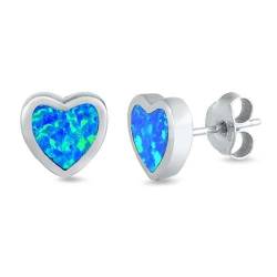 Sterling Silber Blau Opal Herz Ohrringe.(KEOEL450439-BO) von Joyara