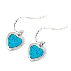 Sterling Silber Blau Opal Herz Ohrringe..(KEOEL450444-BO) von Joyara