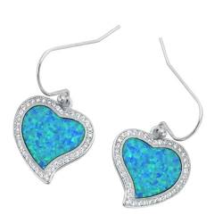 Sterling Silber Blau Opal Herz Ohrringe.(KEOEL450537-BO) von Joyara
