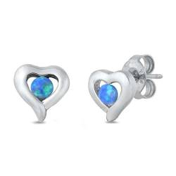Sterling Silber Blau Opal Herz Ohrringe..(KEOEL450566-BO) von Joyara