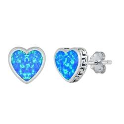 Sterling Silber Blau Opal Herz Ohrringe.(KEOEL451046-BO) von Joyara