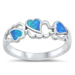 Sterling Silber Blau Opal Herz Ring LTDONRO150852-BO50 von Joyara