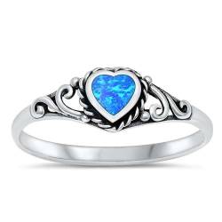 Sterling Silber Blau Opal Herz Ring LTDONRS130748-BO70 von Joyara