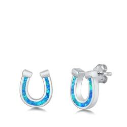 Sterling Silber Blau Opal Hufeisen Ohrringe.. (KEOEL451083-BO) von Joyara