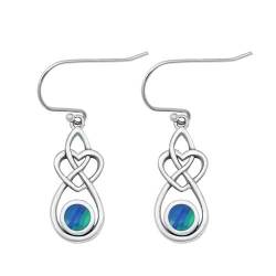 Sterling Silber Blau Opal Keltische Ohrringe. (KEOES430820-BO) von Joyara