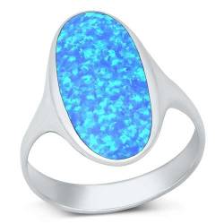 Sterling Silber Blau Opal Länglicher ovaler Ring LTDONRO150815-BO60 von Joyara