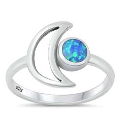 Sterling Silber Blau Opal Mond Ring LTDONRO151142-BO70 von Joyara