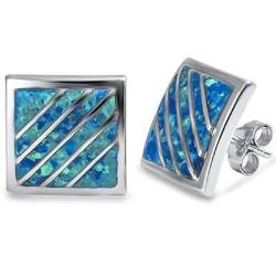 Sterling Silber Blau Opal Ohrringe.(KEOEL450302) von Joyara