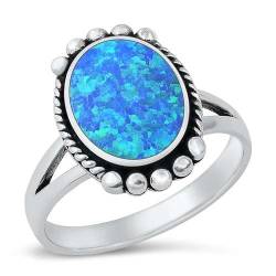 Sterling Silber Blau Opal Ring LTDONRS131106-BO90 von Joyara