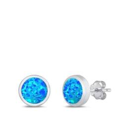Sterling Silber Blau Opal Runde Ohrringe. (KEOEL451112-50) von Joyara