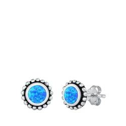 Sterling Silber Blau Opal Runde Ohrringe. (KEOEL451120-60) von Joyara