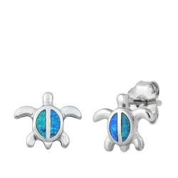 Sterling Silber Blau Opal Schildkröte Ohrringe. (KEOEL451137-BO) von Joyara