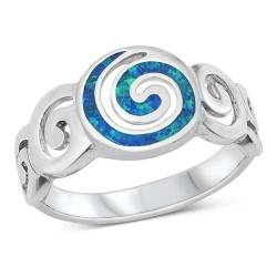 Sterling Silber Blau Opal Spiralen Ring LTDONRO150853-BO100 von Joyara
