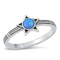 Sterling Silber Blau Opal Stern Ring LTDONRS131378-BO70 von Joyara