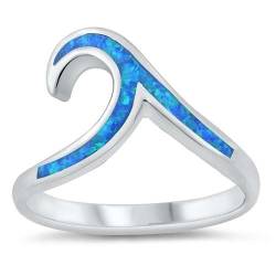 Sterling Silber Blau Opal Welle Ring LTDONRO150860-BO60 von Joyara