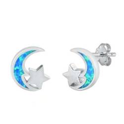 Sterling Silber Blaue Opal Mond & Stern Ohrringe. (KEOEL450996-BO) von Joyara
