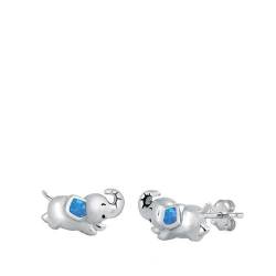 Sterling Silber Blauer Opal Baby-Elefant-Ohrringe. (KEOEL451125-BO) von Joyara