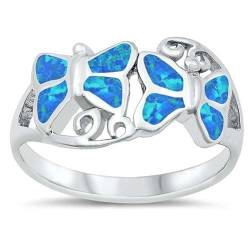 Sterling Silber Blauer Opal Schmetterlingsring LTDONRO150847-BO50 von Joyara