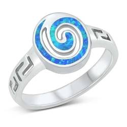 Sterling Silber Blauer Opal-Spiralring LTDONRO150854-BO80 von Joyara