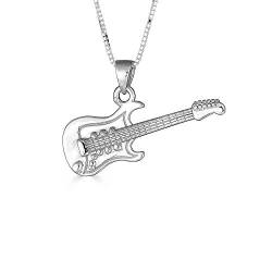 Sterling Silber Electric Guitar Musik Anhänger Halskette (Verfügbare Kettenlänge 40cm - 45cm - 50cm - 55cm) von Joyara