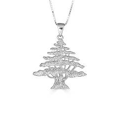 Sterling Silber Libanesischer Zedernbaum des Leben Anhänger Halskette (Verfügbare Kettenlänge 40cm - 45cm - 50cm - 55cm) von Joyara