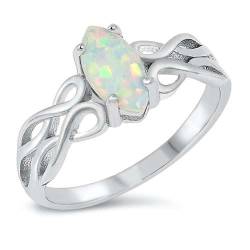 Sterling Silber Light Blau Opal Keltisch Design Ring LTDONRO150315-WO40 von Joyara