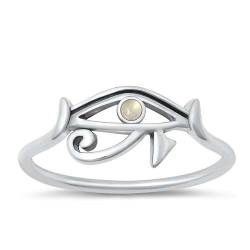 Sterling Silber Mondstein Auge von Horus Ring LTDMXRO151039-MS60 von Joyara