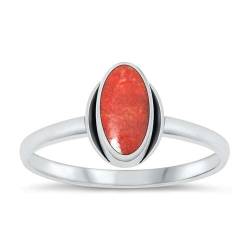 Sterling Silber Rot Koralle Ring LTDMXRS131685-CL40 von Joyara