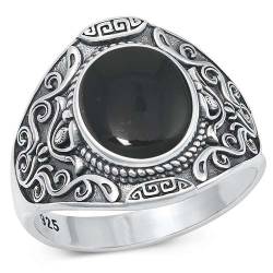 Sterling Silber Schwartz Achat Ring LTDMXRS131746-100 von Joyara
