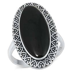 Sterling Silber Schwartz Achat Ring LTDMXRS131778-ON60 von Joyara