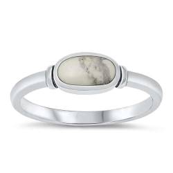 Sterling Silber Weiß Büffel Türkis Ring LTDMXRS130712-WT80 von Joyara