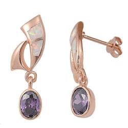 Sterling Silber Weiß Opal, Amethyst Ohrringe..(KEOEL450394) von Joyara