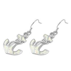 Sterling Silber Weiß Opal Anker Ohrringe (KEOEL450475-WO) von Joyara
