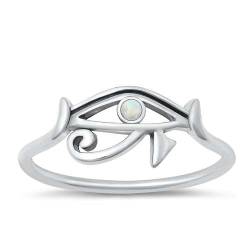 Sterling Silber Weiß Opal Auge von Horus Ring LTDONRO151039-WO70 von Joyara